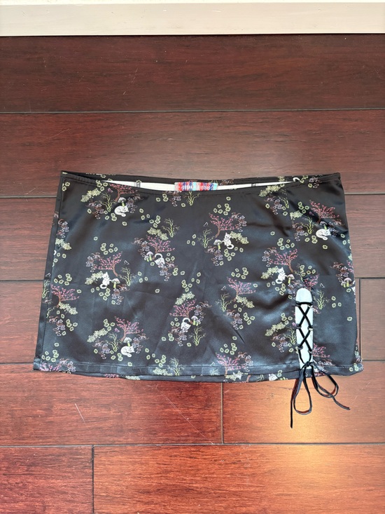 Urban Outfitters Dresses & Skirts - Urban Outfitters Black Floral Lace-Up Mini Skirt